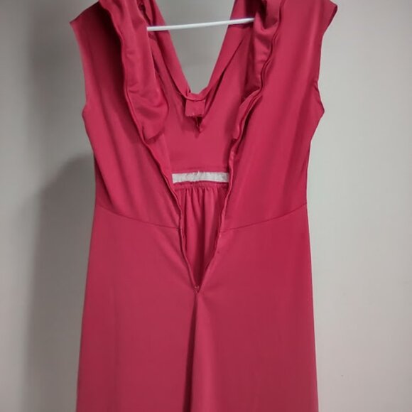 JODY T OF CALIFORNIA VINTAGE 70S RED DRESS DOUBLE TIE COWL, BACK ZIPPER SIZE  9 - Picture 5 of 11